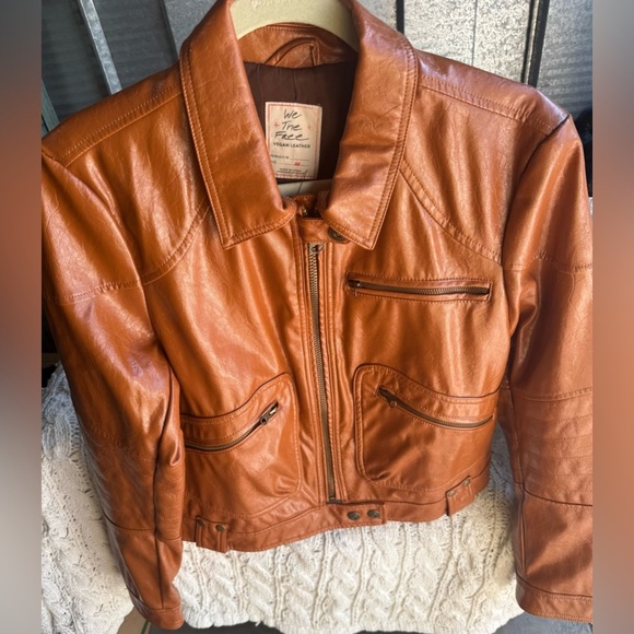 NWT We The Free Tan Vegan Leather Jacket Size M - Picture 2 of 10